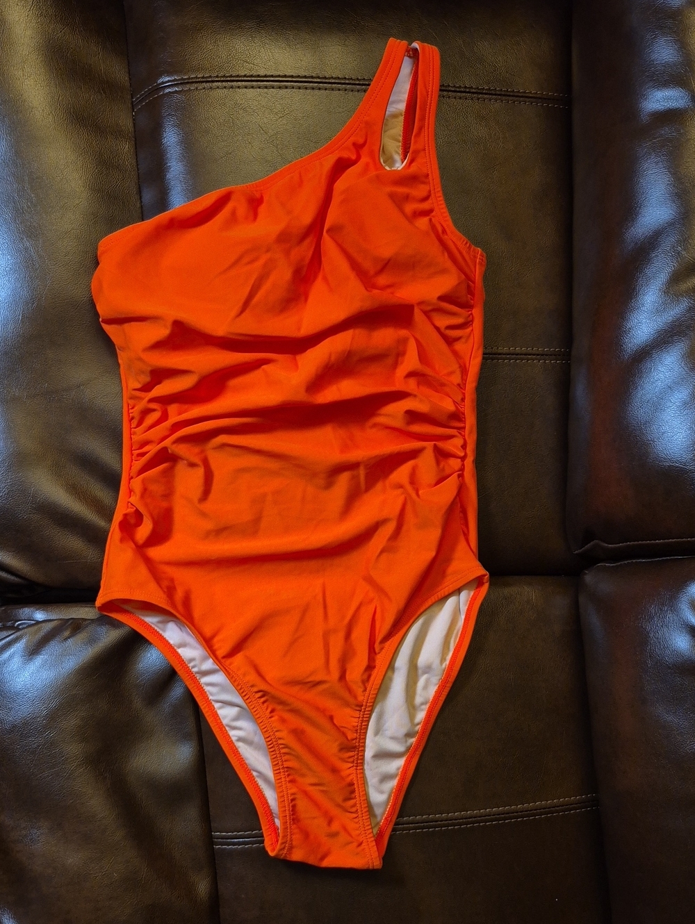 Cupshe Orange One-Shoulder Ruched One-Piece Swimsuit